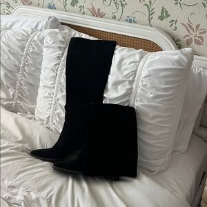 Fynn Black Suede Knee-High Boots